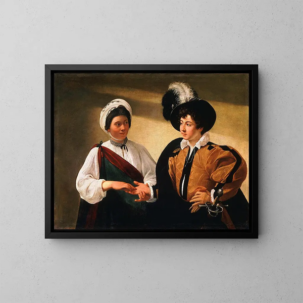 Le devin - Le Caravage — inramlat konstverk på väggen