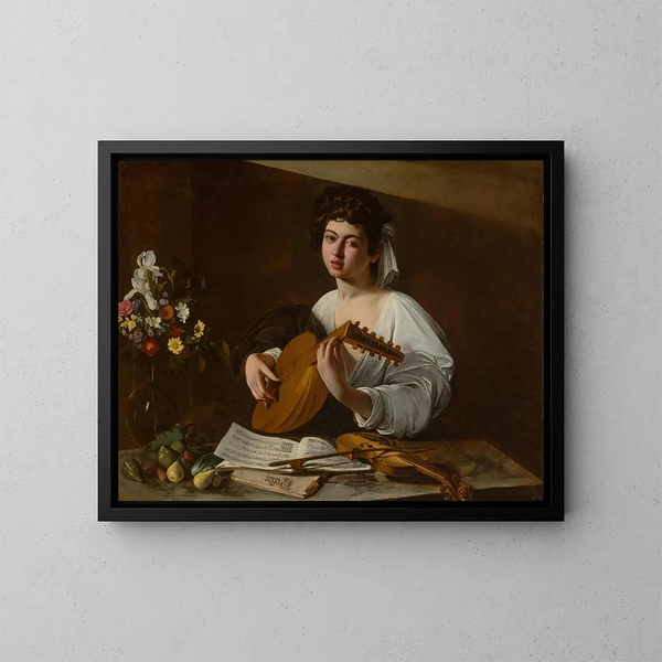 Le joueur de luth - Le Caravage — inramlat konstverk på väggen