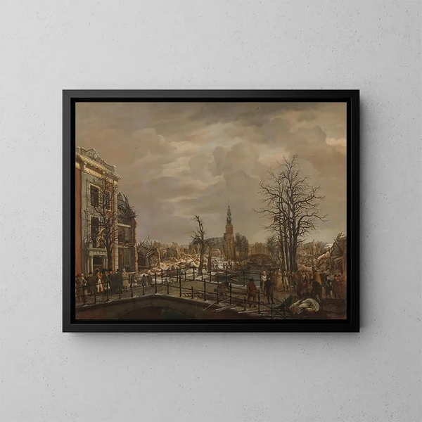 Le Rapenburg à Leyde - Carel Lodewijk Hansen — inramlat konstverk på väggen