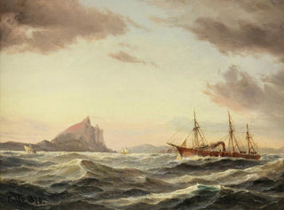 Carl Bille - Dampfschiff vor dem Fels von Gibraltar.webp