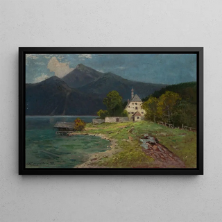Carl Ernst Morgenstern - Landscape with a lake in the mountains.webp