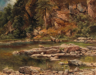 Carl Franz Emanuel Haunold - A Wooded River Landscape.webp