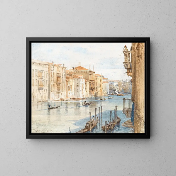Grand Canal och Rialto-bron - Carl Friedrich Heinrich Werner — inramlat konstverk på väggen