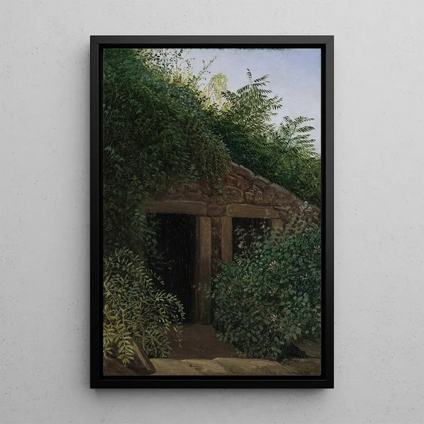 Reproduktion av målningen Ett gruvbrunn som är övervuxen av växtlighet - Carl Gustav Carus