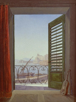 Carl Gustav Carus - Balcony Room with a View of the Bay of Naples via Santa Lucia and the Castel dellOvo.webp