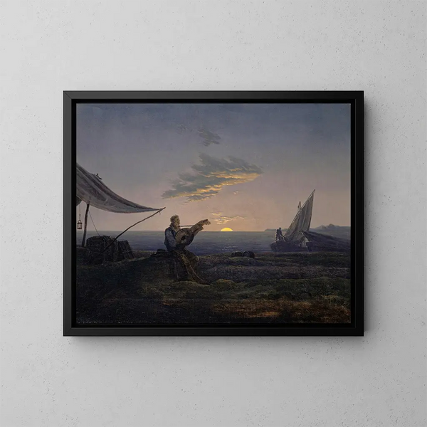Lever de lune sur la mer - Carl Gustav Carus — inramlat konstverk på väggen