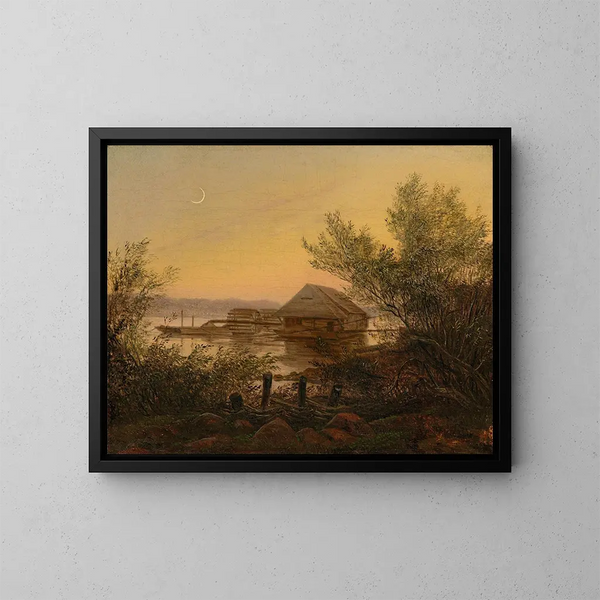 vattenhjul på Elbe nära Dresden - Carl Gustav Carus — inramlat konstverk på väggen