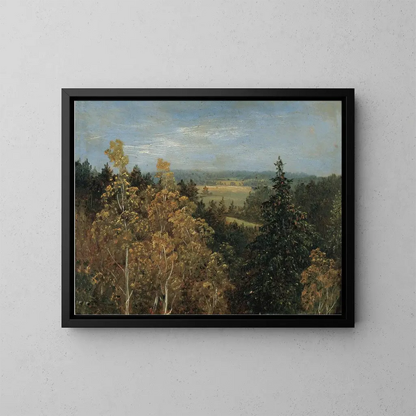 Landskapsbild med skog - Carl Gustav Carus — inramlat konstverk på väggen