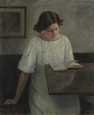 Carl Holse - The Artists Wife in White Reading.webp