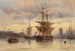 segelbåtar i en hamn - Carl Joseph Kuwasseg — vy av konstverket