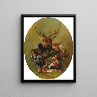 Carl Jutz - Hunting Still Life with Stag Wild Boar Fox Hare Sparrowhawk and Pheasant.webp