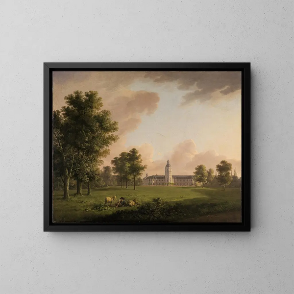 Vue du château de Karlsruhe depuis le jardin du château - Carl Kuntz — inramlat konstverk på väggen