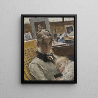 Carl Larsson - A Studio Idyll The Artists Wife and their Daughter.webp
