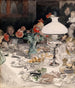 Around the evening lamp - Carl Larsson — vy av konstverket