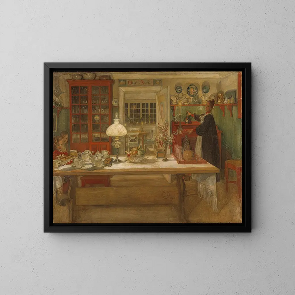 Förberedelse inför en match - Carl Larsson — inramlat konstverk på väggen