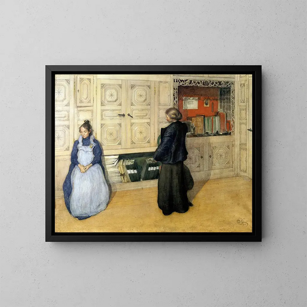 Mor och dotter - Carl Larsson — inramlat konstverk på väggen
