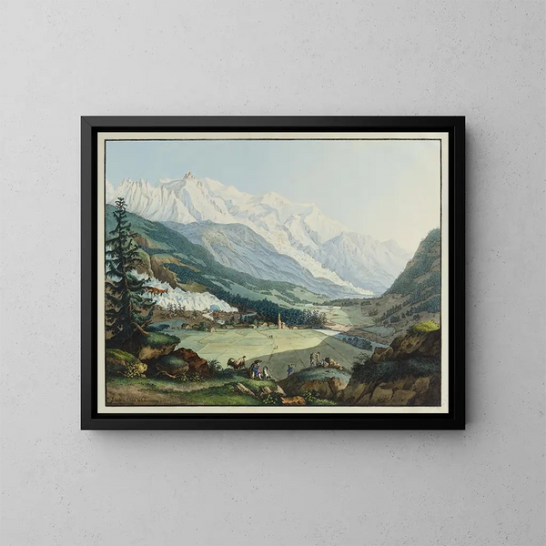Vue de la vallée de Chamouny prise près d'Argentière - Carl Ludwig Hackert — inramlat konstverk på väggen