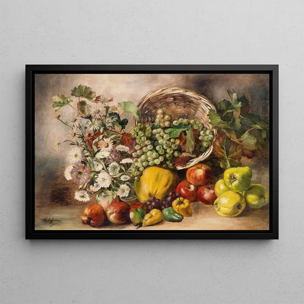 Carl Massmann - Stillleben mit Astern und Obstkorb.webp