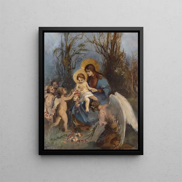 Carl Rahl - A Wreath Of Flowers For The Baby Jesus.webp