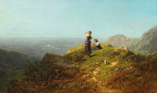 Carl Spitzweg - Blick ins Tal Zwei Mdchen auf einer Alpe.webp