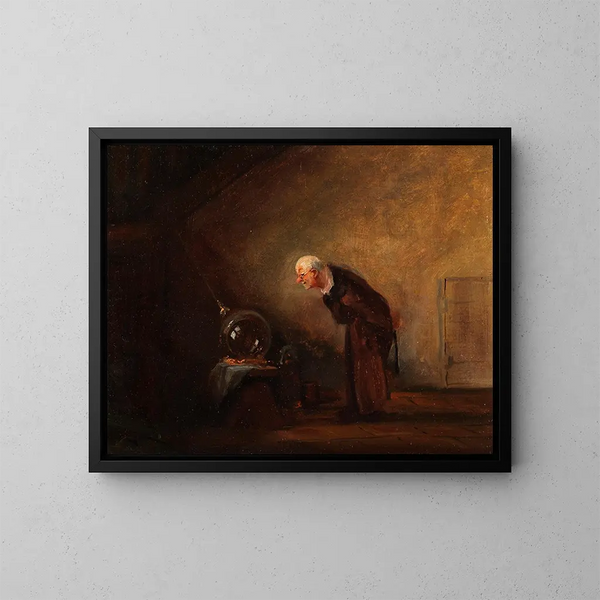 L'alchimiste chimiste - Carl Spitzweg — inramlat konstverk på väggen