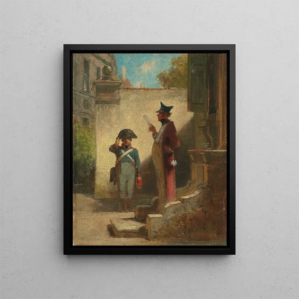 Le commandant - Carl Spitzweg — inramlat konstverk på väggen