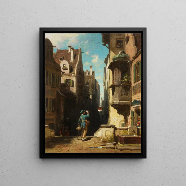 Le facteur - Carl Spitzweg — inramlat konstverk på väggen