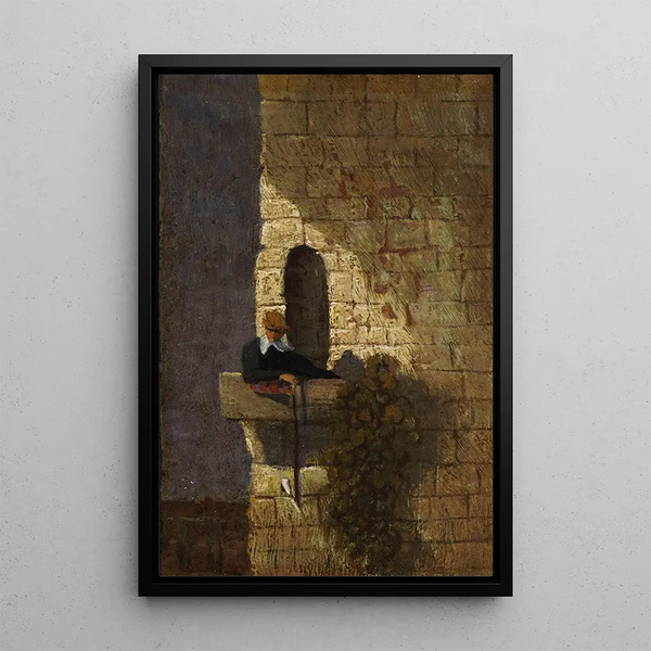 L'Étudiant en prison - Carl Spitzweg — inramlat konstverk på väggen