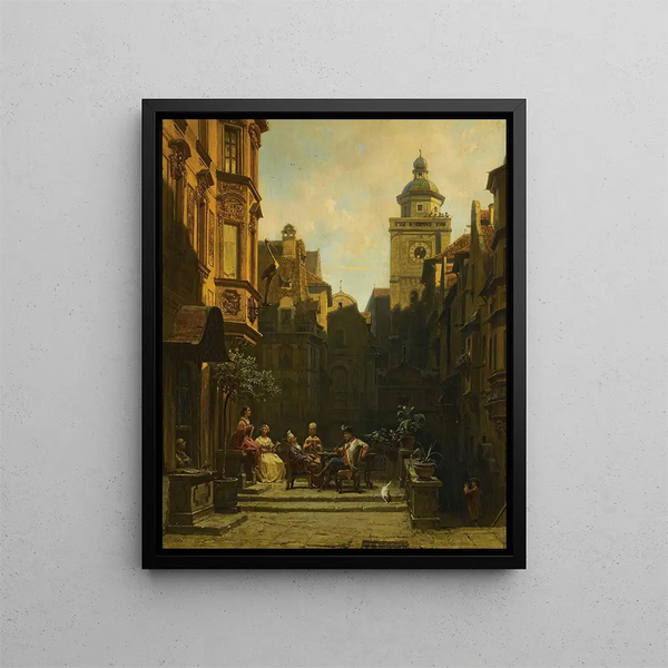 L'heure du chat - Carl Spitzweg — inramlat konstverk på väggen