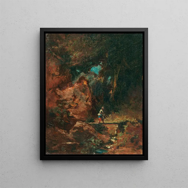 La laitière sur le pont de la forêt - Carl Spitzweg — inramlat konstverk på väggen