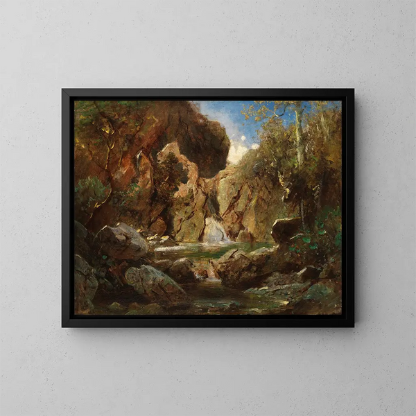 Bassins rocheux avec eaux vives - Carl Spitzweg — inramlat konstverk på väggen
