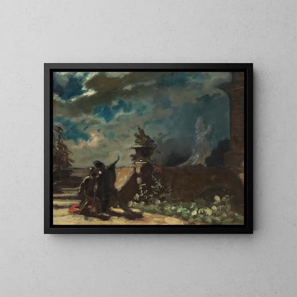 Hamlet och hans fars spöke - Carl Spitzweg — inramlat konstverk på väggen