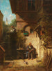Väntan på tidningen - Carl Spitzweg — vy av konstverket