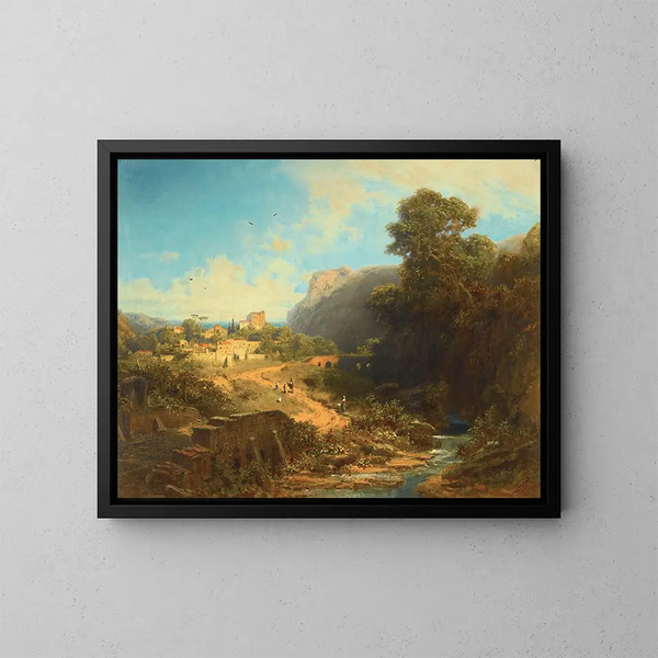 Landskap italienskt - Carl Spitzweg — inramlat konstverk på väggen