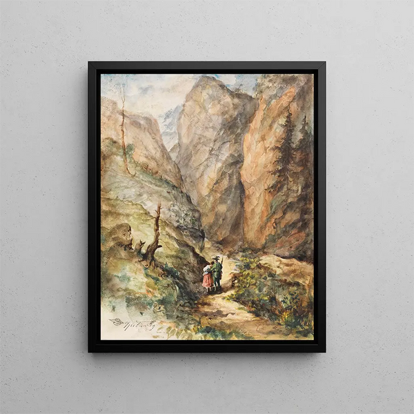 Jägare och flickor - Carl Spitzweg — inramlat konstverk på väggen