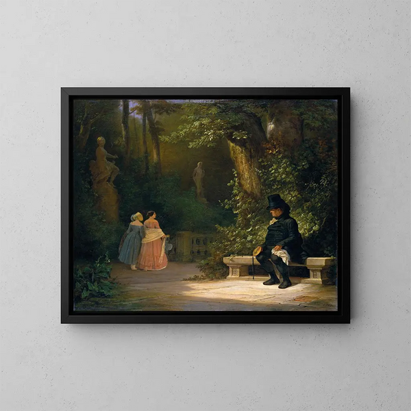 Le Veuf - Carl Spitzweg — inramlat konstverk på väggen