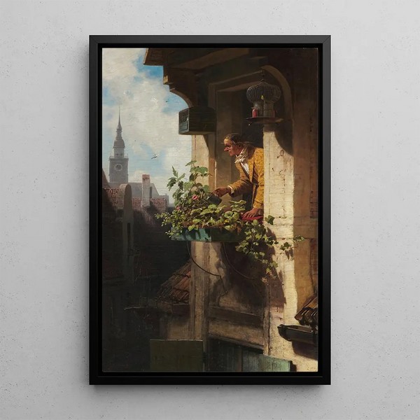 La mansarde I - Carl Spitzweg — inramlat konstverk på väggen