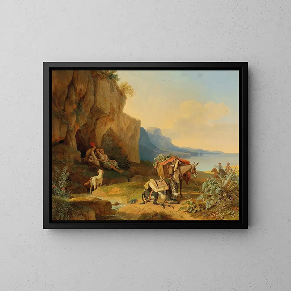 La Grèce se reposant en route vers le marché - Carl Wilhelm von Heideck — inramlat konstverk på väggen