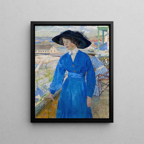 Fille i blått - Carl Wilhelmson — inramlat konstverk på väggen