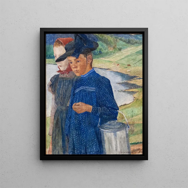 två flickor på vägen - Carl Wilhelmson — inramlat konstverk på väggen