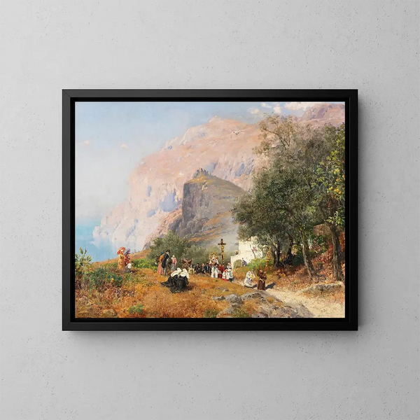 Procession à Capri - Carl Wuttke — inramlat konstverk på väggen