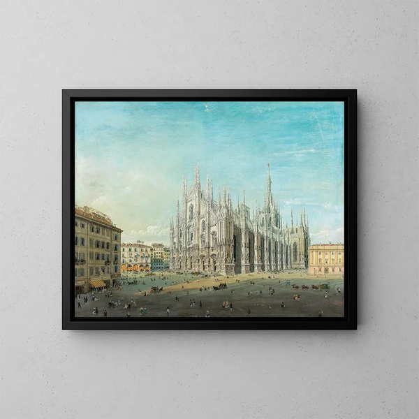 Place du Duomo à Milan - Carlo Bossoli — inramlat konstverk på väggen