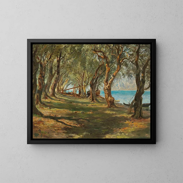 Olive grove au bord du lac de Garde - Carlo Brioschi — inramlat konstverk på väggen