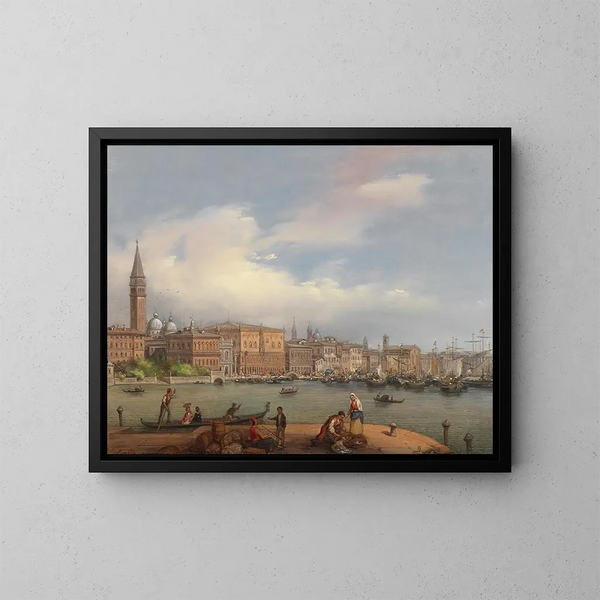 Vue du Palais des Doges depuis la Douane à Venise - Carlo Canella — inramlat konstverk på väggen