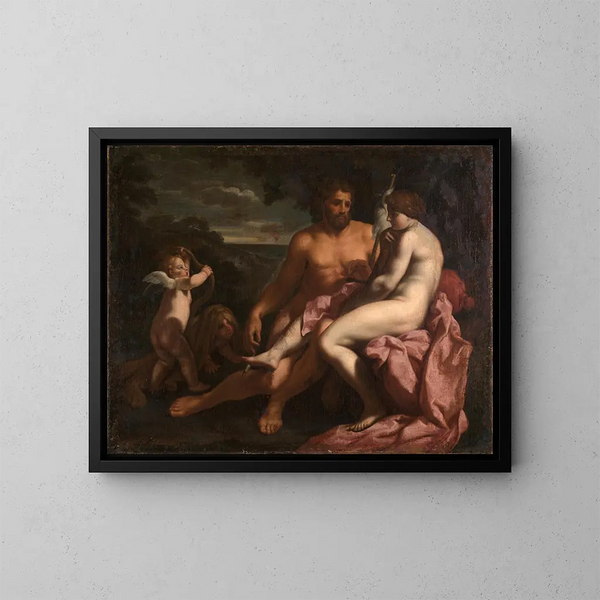 Hercule och Omfale - Carlo Cignani — inramlat konstverk på väggen