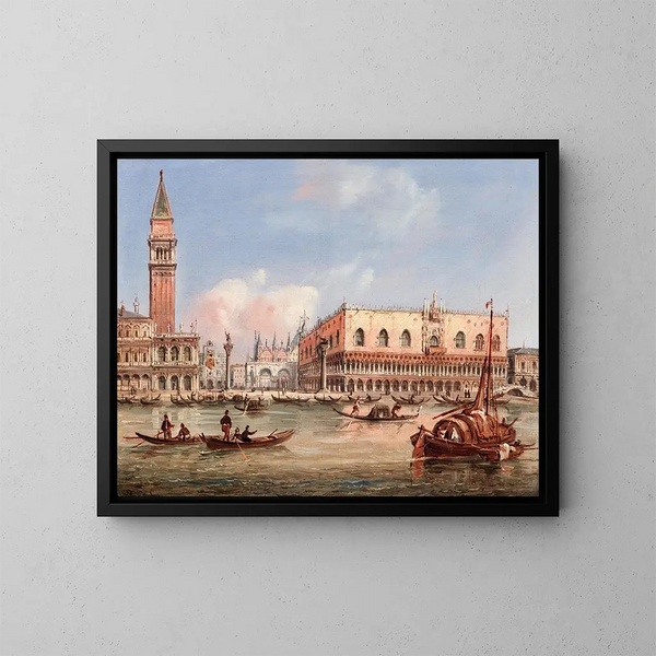 Venise, vy av Piazzetta och Dogepalatset från Bacino di San Marco - Carlo Grubacs — inramlat konstverk på väggen