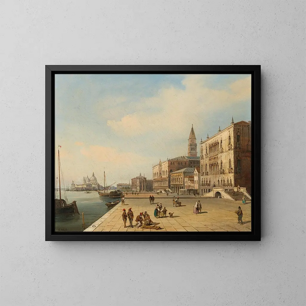 Venise, Riva degli Schiavoni - Carlo Grubacs — inramlat konstverk på väggen