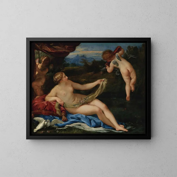 Venus och Cupido - Carlo Maratti — inramlat konstverk på väggen