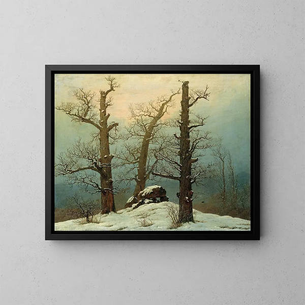 Cairn dans la neige - Caspar David Friedrich — inramlat konstverk på väggen