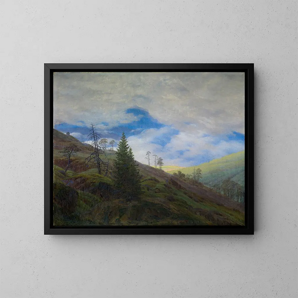 Solstråle i Riesengebirge - Caspar David Friedrich — inramlat konstverk på väggen